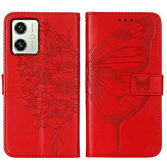 Custodia Portafoglio In Pelle Farfalla Cover con Supporto YB1 per Motorola Moto G54 5G Rosso