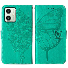 Custodia Portafoglio In Pelle Farfalla Cover con Supporto YB1 per Motorola Moto G54 5G Verde