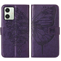 Custodia Portafoglio In Pelle Farfalla Cover con Supporto YB1 per Motorola Moto G54 5G Viola