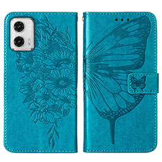 Custodia Portafoglio In Pelle Farfalla Cover con Supporto YB1 per Motorola Moto G73 5G Blu