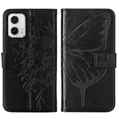 Custodia Portafoglio In Pelle Farfalla Cover con Supporto YB1 per Motorola Moto G73 5G Nero