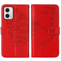 Custodia Portafoglio In Pelle Farfalla Cover con Supporto YB1 per Motorola Moto G73 5G Rosso