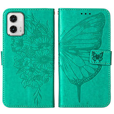 Custodia Portafoglio In Pelle Farfalla Cover con Supporto YB1 per Motorola Moto G73 5G Verde