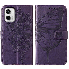 Custodia Portafoglio In Pelle Farfalla Cover con Supporto YB1 per Motorola Moto G73 5G Viola