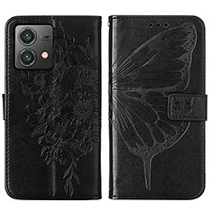 Custodia Portafoglio In Pelle Farfalla Cover con Supporto YB1 per Motorola Moto G84 5G Nero