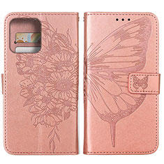 Custodia Portafoglio In Pelle Farfalla Cover con Supporto YB1 per Motorola Moto X40 5G Oro Rosa