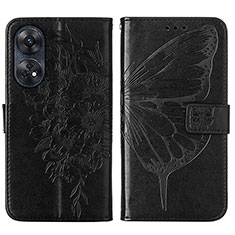 Custodia Portafoglio In Pelle Farfalla Cover con Supporto YB1 per Oppo Reno8 T 4G Nero