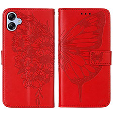 Custodia Portafoglio In Pelle Farfalla Cover con Supporto YB1 per Samsung Galaxy F04 Rosso