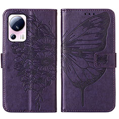 Custodia Portafoglio In Pelle Farfalla Cover con Supporto YB1 per Xiaomi Civi 2 5G Viola