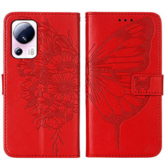 Custodia Portafoglio In Pelle Farfalla Cover con Supporto YB1 per Xiaomi Mi 12 Lite NE 5G Rosso