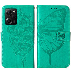 Custodia Portafoglio In Pelle Farfalla Cover con Supporto YB1 per Xiaomi Poco X5 Pro 5G Verde