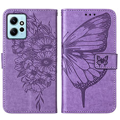 Custodia Portafoglio In Pelle Farfalla Cover con Supporto YB1 per Xiaomi Redmi Note 12 4G Lavanda