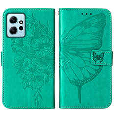 Custodia Portafoglio In Pelle Farfalla Cover con Supporto YB1 per Xiaomi Redmi Note 12 4G Verde