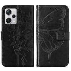 Custodia Portafoglio In Pelle Farfalla Cover con Supporto YB1 per Xiaomi Redmi Note 12 Pro+ Plus 5G Nero