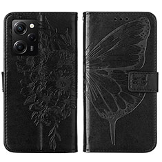 Custodia Portafoglio In Pelle Farfalla Cover con Supporto YB1 per Xiaomi Redmi Note 12 Pro Speed 5G Nero