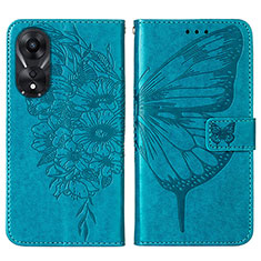 Custodia Portafoglio In Pelle Farfalla Cover con Supporto YB2 per Oppo A58 5G Blu