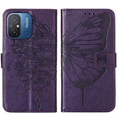 Custodia Portafoglio In Pelle Farfalla Cover con Supporto YB2 per Xiaomi Redmi 11A 4G Viola