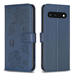 Custodia Portafoglio In Pelle Fiori Cover con Supporto BF1 per Google Pixel 7 5G Blu