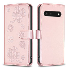 Custodia Portafoglio In Pelle Fiori Cover con Supporto BF1 per Google Pixel 7 5G Oro Rosa