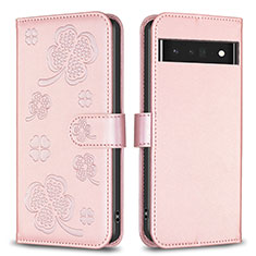 Custodia Portafoglio In Pelle Fiori Cover con Supporto BF1 per Google Pixel 7 Pro 5G Oro Rosa