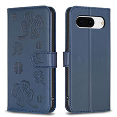 Custodia Portafoglio In Pelle Fiori Cover con Supporto BF1 per Google Pixel 8 5G Blu