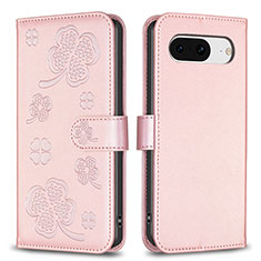 Custodia Portafoglio In Pelle Fiori Cover con Supporto BF1 per Google Pixel 8 5G Oro Rosa