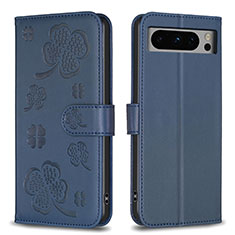 Custodia Portafoglio In Pelle Fiori Cover con Supporto BF1 per Google Pixel 8 Pro 5G Blu