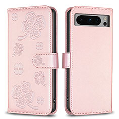 Custodia Portafoglio In Pelle Fiori Cover con Supporto BF1 per Google Pixel 8 Pro 5G Oro Rosa