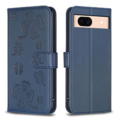 Custodia Portafoglio In Pelle Fiori Cover con Supporto BF1 per Google Pixel 8a 5G Blu