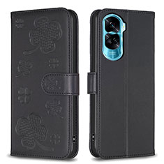 Custodia Portafoglio In Pelle Fiori Cover con Supporto BF1 per Huawei Honor 90 Lite 5G Nero