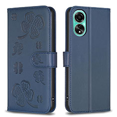 Custodia Portafoglio In Pelle Fiori Cover con Supporto BF1 per Oppo A78 4G Blu