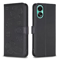 Custodia Portafoglio In Pelle Fiori Cover con Supporto BF1 per Oppo A78 4G Nero