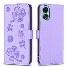 Custodia Portafoglio In Pelle Fiori Cover con Supporto BF1 per Oppo A78 4G Viola