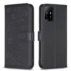 Custodia Portafoglio In Pelle Fiori Cover con Supporto BF1 per Oppo A94 5G Nero