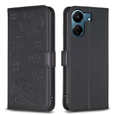 Custodia Portafoglio In Pelle Fiori Cover con Supporto BF1 per Xiaomi Poco C65 Nero