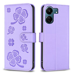 Custodia Portafoglio In Pelle Fiori Cover con Supporto BF1 per Xiaomi Poco C65 Viola