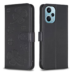 Custodia Portafoglio In Pelle Fiori Cover con Supporto BF1 per Xiaomi Poco F5 5G Nero