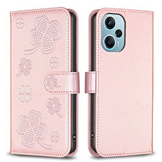 Custodia Portafoglio In Pelle Fiori Cover con Supporto BF1 per Xiaomi Redmi Note 12 Turbo 5G Oro Rosa