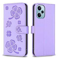 Custodia Portafoglio In Pelle Fiori Cover con Supporto BF1 per Xiaomi Redmi Note 12 Turbo 5G Viola