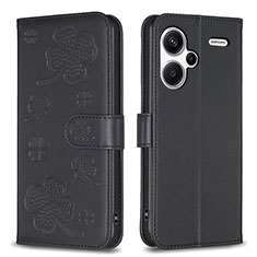 Custodia Portafoglio In Pelle Fiori Cover con Supporto BF1 per Xiaomi Redmi Note 13 Pro+ Plus 5G Nero