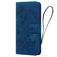 Custodia Portafoglio In Pelle Fiori Cover con Supporto HF1 per Huawei Honor 90 Lite 5G Blu