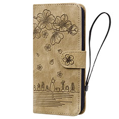 Custodia Portafoglio In Pelle Fiori Cover con Supporto HF1 per Huawei Honor 90 Lite 5G Marrone