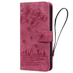 Custodia Portafoglio In Pelle Fiori Cover con Supporto HF1 per Huawei Honor 90 Lite 5G Rosso