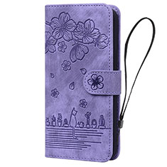 Custodia Portafoglio In Pelle Fiori Cover con Supporto HF1 per Huawei Honor 90 Lite 5G Viola