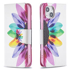 Custodia Portafoglio In Pelle Fiori Cover con Supporto L01 per Apple iPhone 14 Colorato