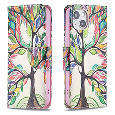 Custodia Portafoglio In Pelle Fiori Cover con Supporto L02 per Apple iPhone 13 Mini Multicolore