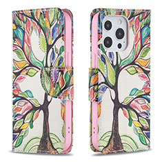 Custodia Portafoglio In Pelle Fiori Cover con Supporto L03 per Apple iPhone 13 Pro Max Multicolore