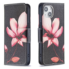 Custodia Portafoglio In Pelle Fiori Cover con Supporto L07 per Apple iPhone 15 Marrone