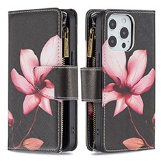 Custodia Portafoglio In Pelle Fiori Cover con Supporto per Apple iPhone 16 Pro Max Marrone