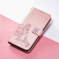 Custodia Portafoglio In Pelle Fiori Cover con Supporto per Google Pixel 4 Oro Rosa